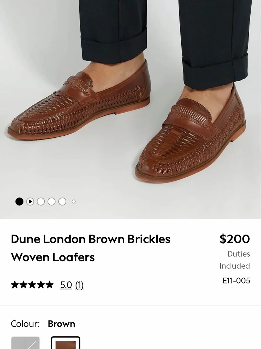 Dune London Brown Brickles Leather Woven Loafers